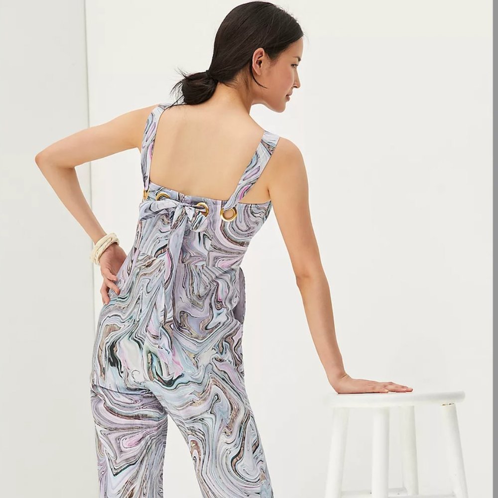 NEW Anthropologie Hutch Marbleized Overalls L